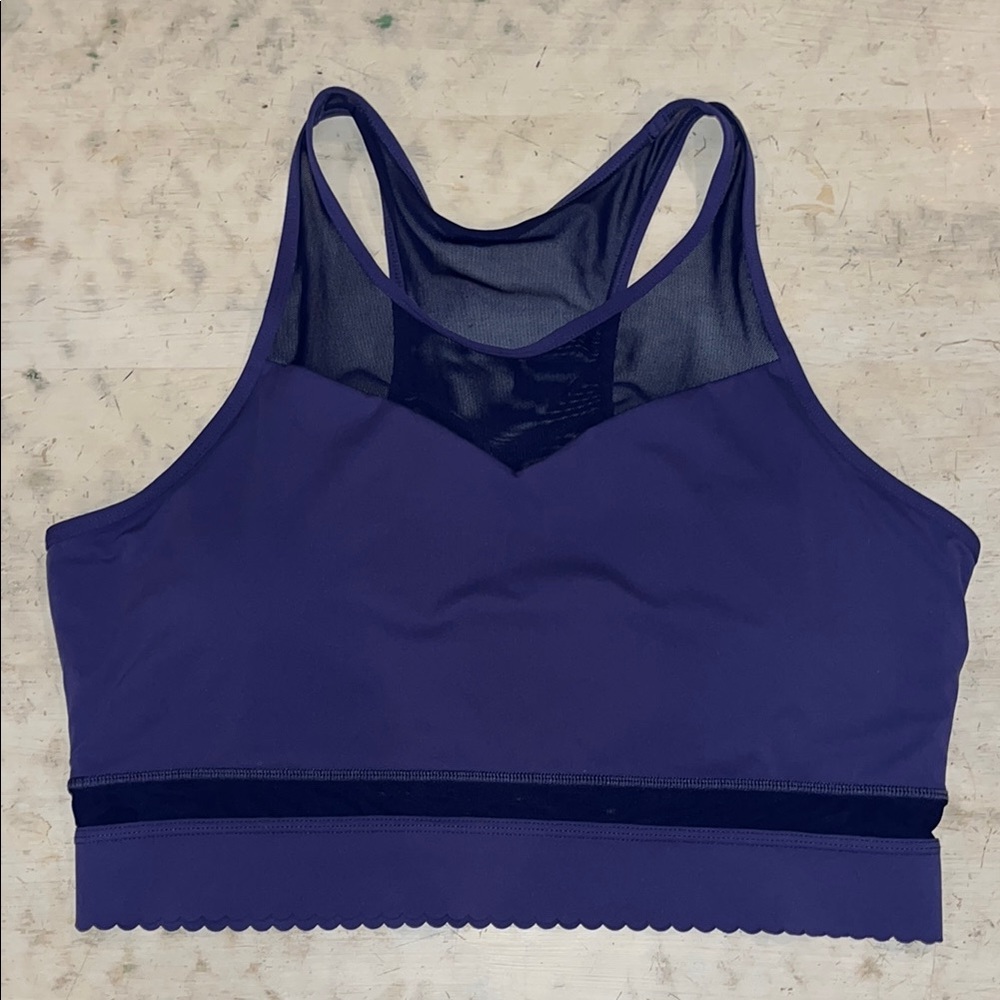 ZYIA Deep Purple Mesh High-Neck Sports Bra